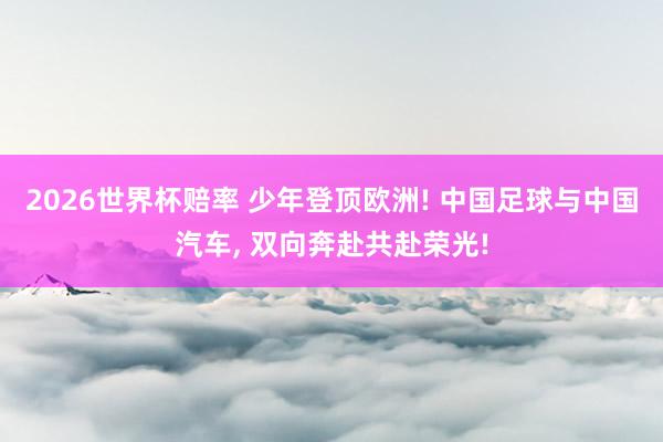 2026世界杯赔率 少年登顶欧洲! 中国足球与中国汽车, 双